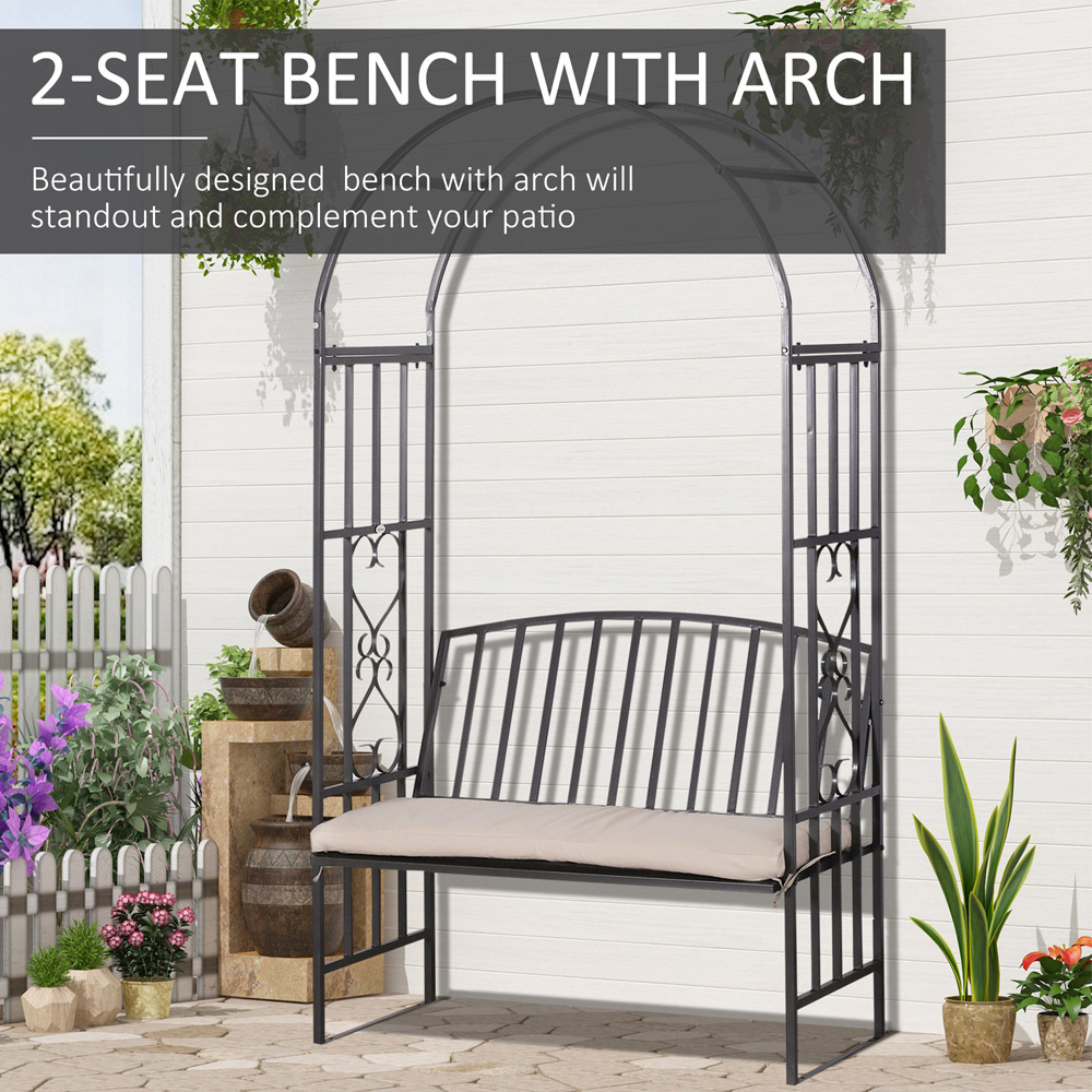 Outsunny 2 Seater 7 x 2 x 4ft Arched Arbour with Trellis Sides Image 6