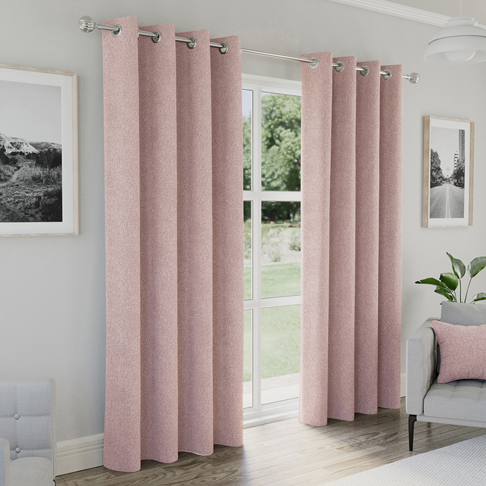 Enhanced Living Austin Blush Plain Thermal Blackout Eyelet Curtains 168 x 229cm Image 1