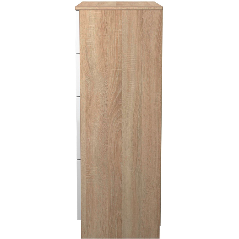 Crowndale Milan 4 Drawer White Gloss and Bardolino Oak Deep Chest of Drawers Ready Assembled Image 4