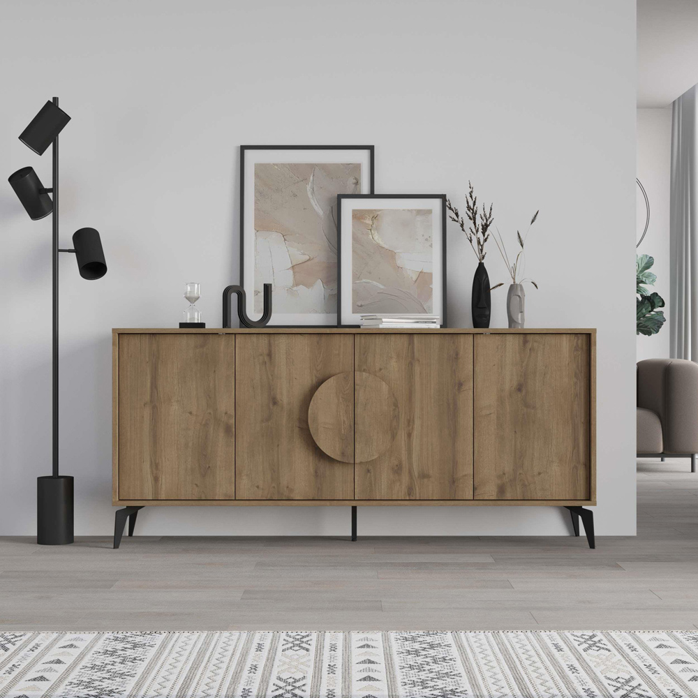Decortie Gora 4 Door Dark Oak Effect Console Sideboard Image 4