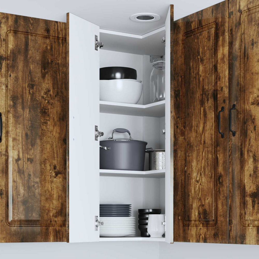 vidaXL 2 Door Smoked Oak Kitchen Wall Corner Cabinet Image 9