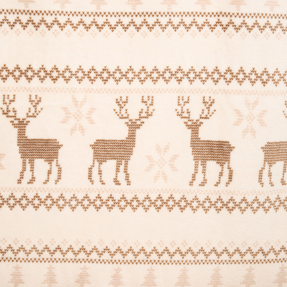 Winter Stags Fleece Throw Natural Image 5