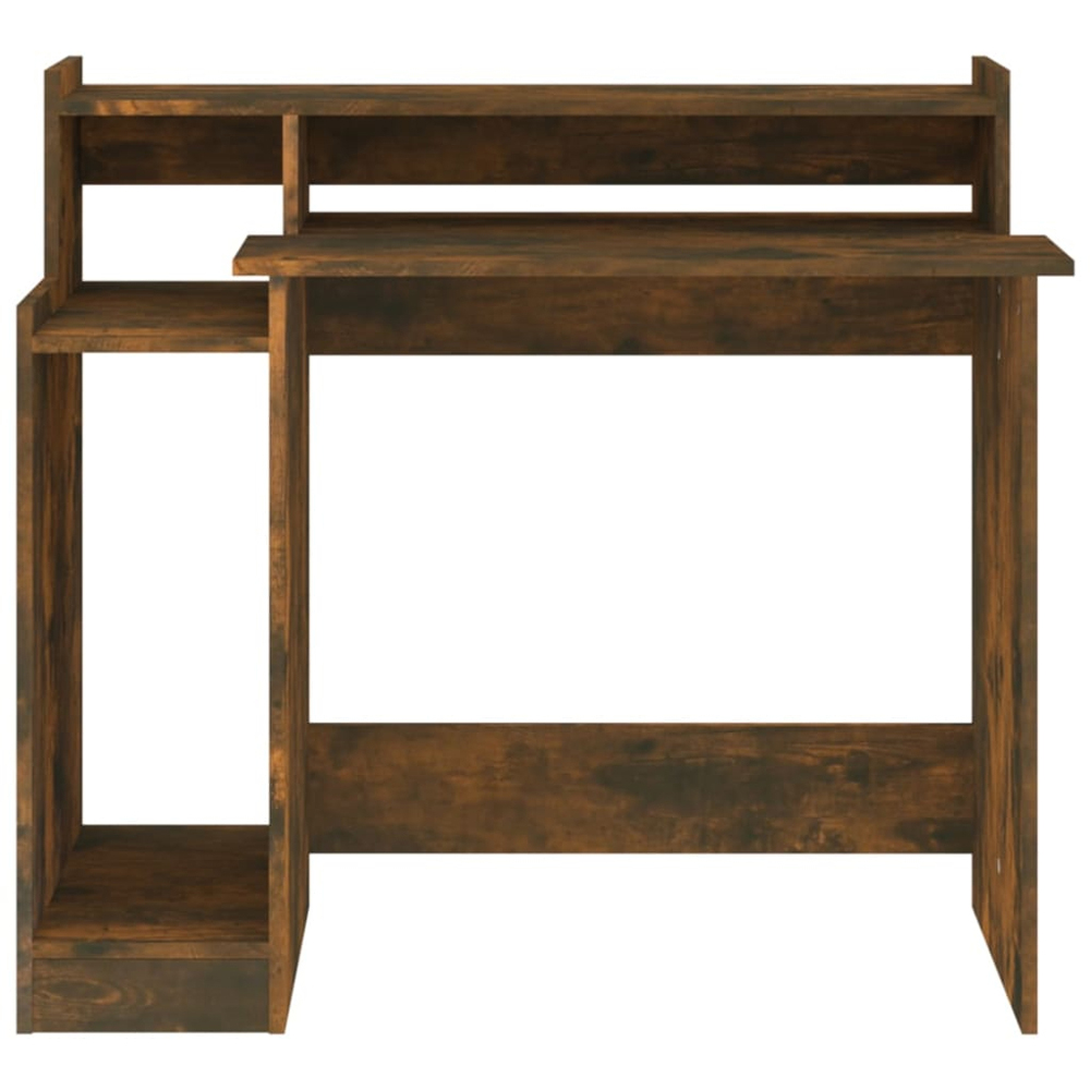 vidaXL 3 Shelf LED Computer Desk Smoked Oak Image 4