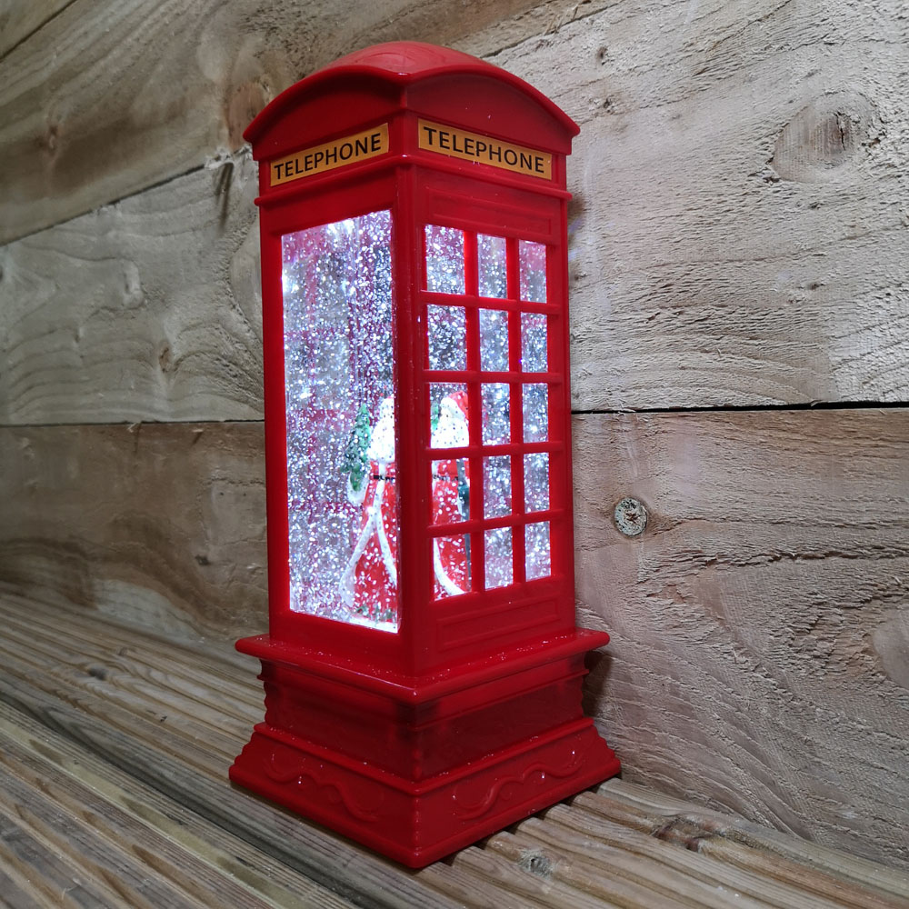 Samuel Alexander Red Phone Box with Santa Scene LED Water Spinner Christmas Decoration 27cm Image 3