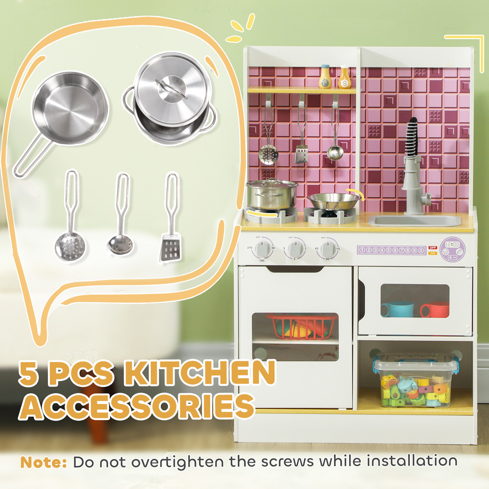 Tommy Toys AIYAPLAY Kids White Kitchen Play Set with Accessories Image 6