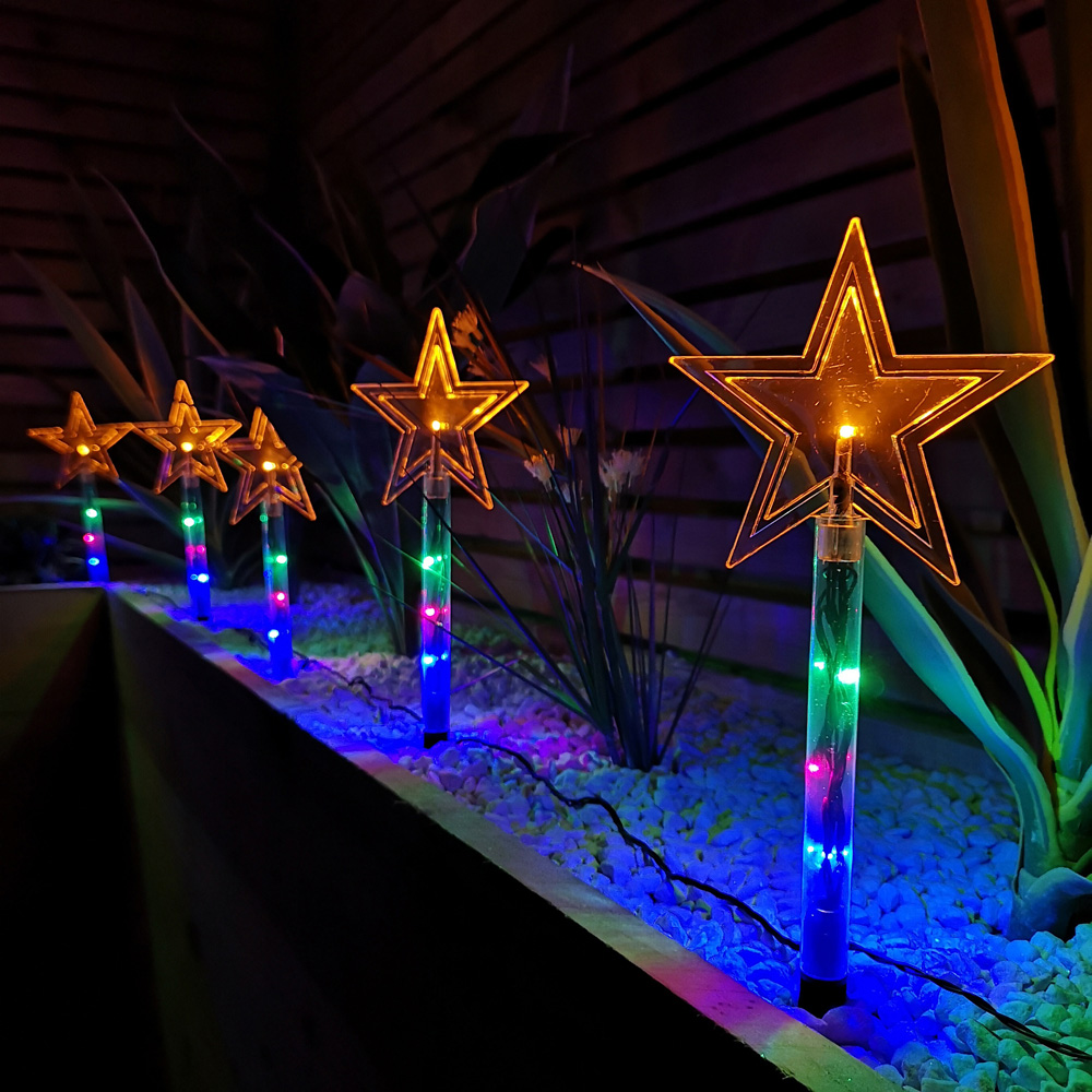 Samuel Alexander Star Multicoloured LED Christmas Path Light 8 Pack Image 1