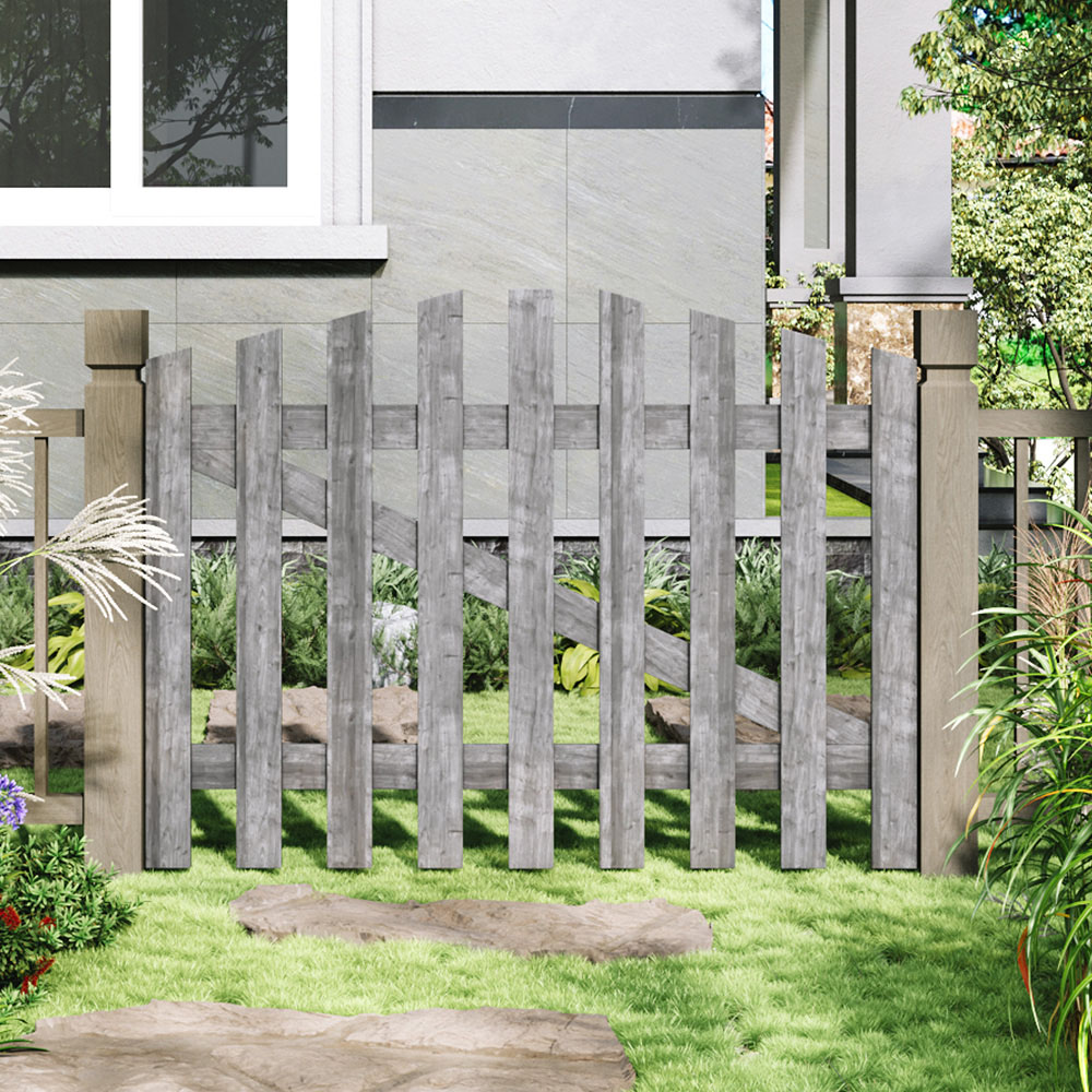 Outdoor Minimalist Grey Wooden Fence Gate, 90 x 120 x 2.5cm Image 7