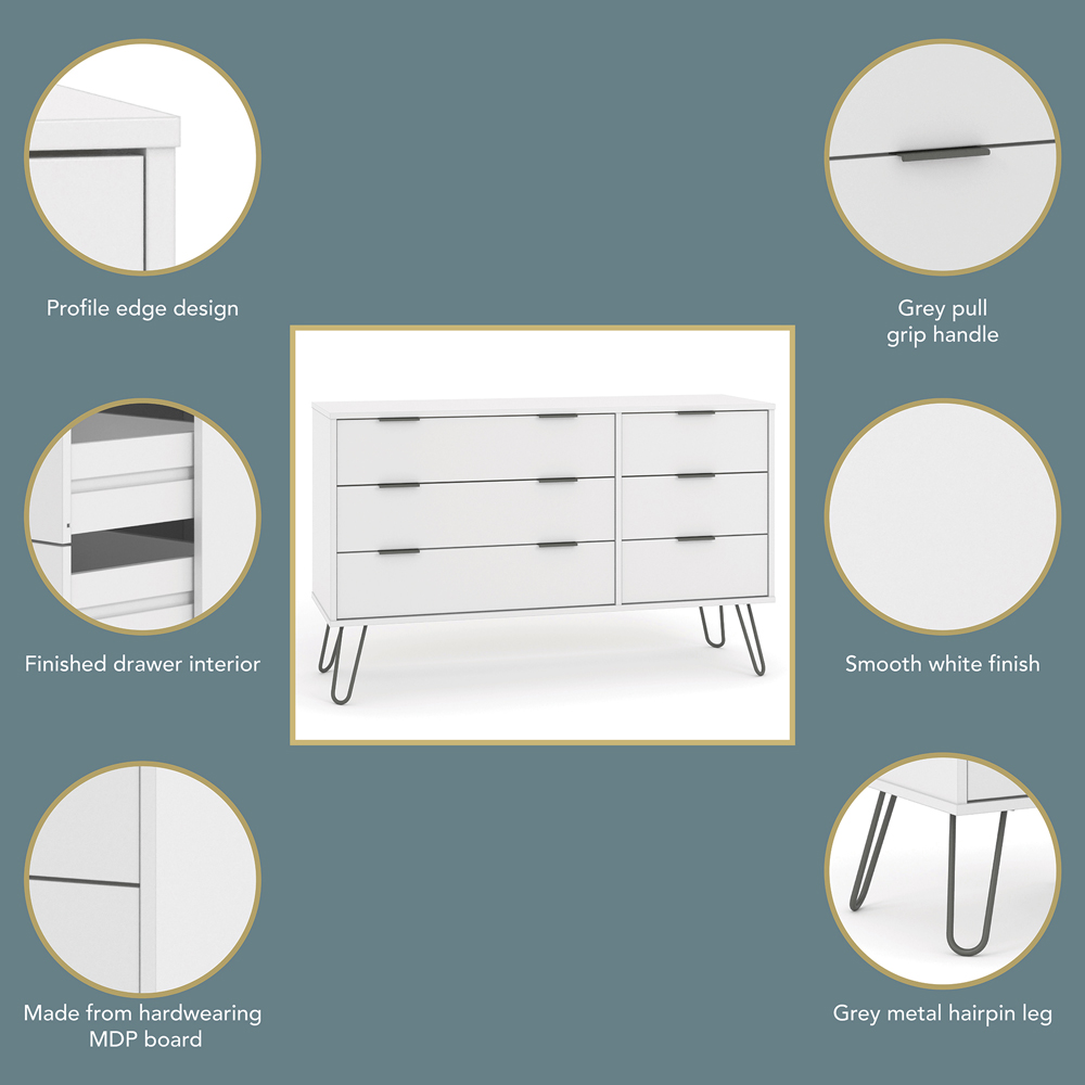Core Products Augusta 6 Drawer White Chest of Drawers Image 8