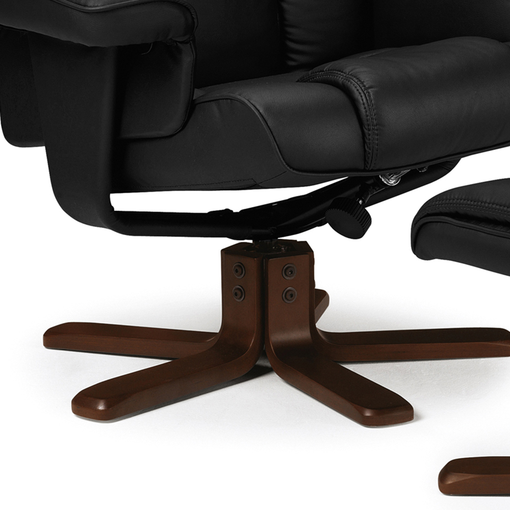 Julian Bowen Malmo Black Faux Leather Swivel Recliner Chair with Footrest Image 4