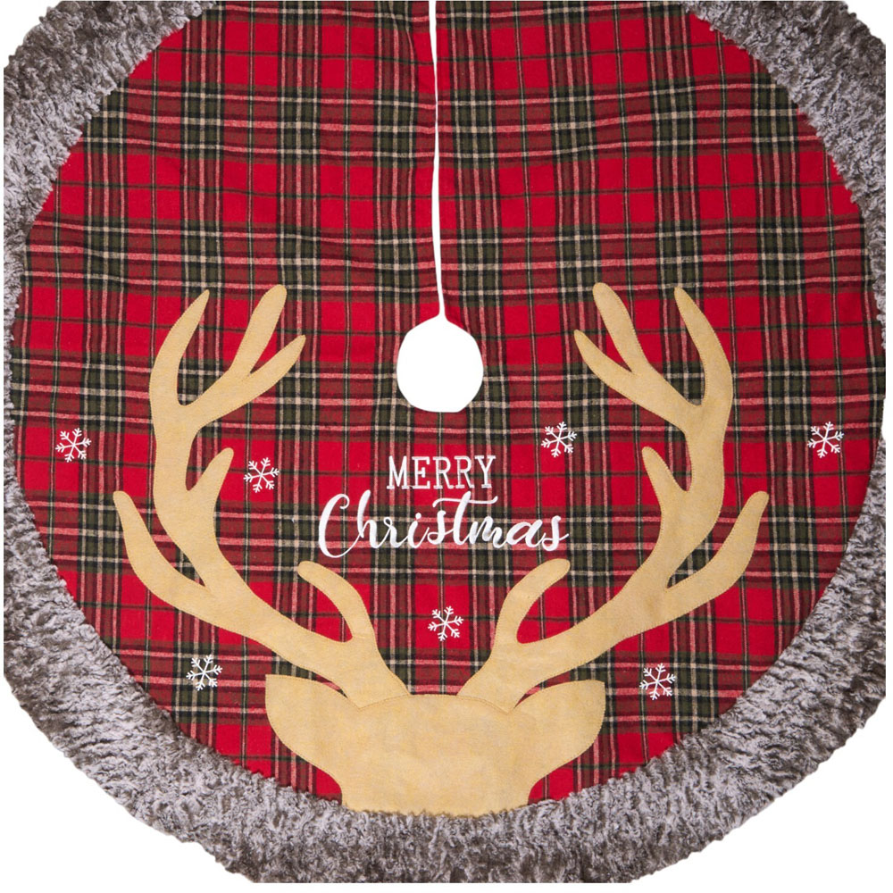 Tartan Reindeer Tree SkirtRed Image 4
