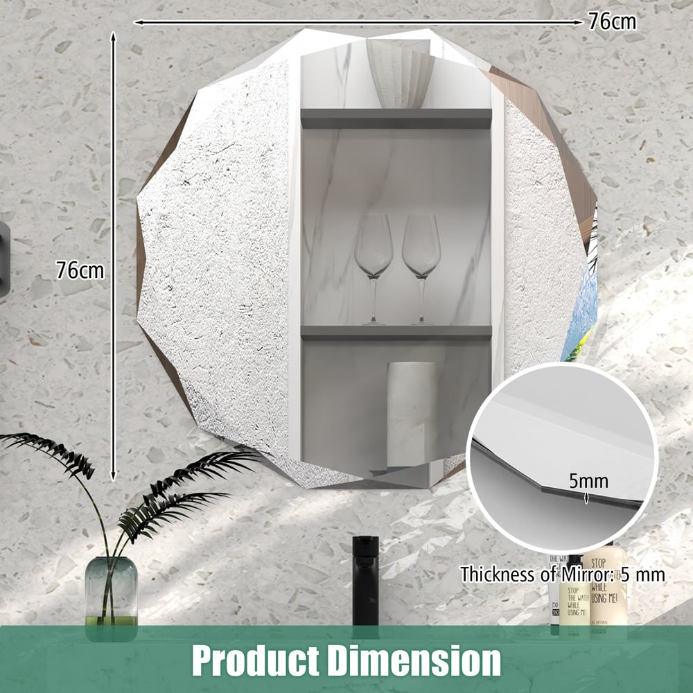 Costway Silver Polished Frameless Wall Mounted Mirror Image 9