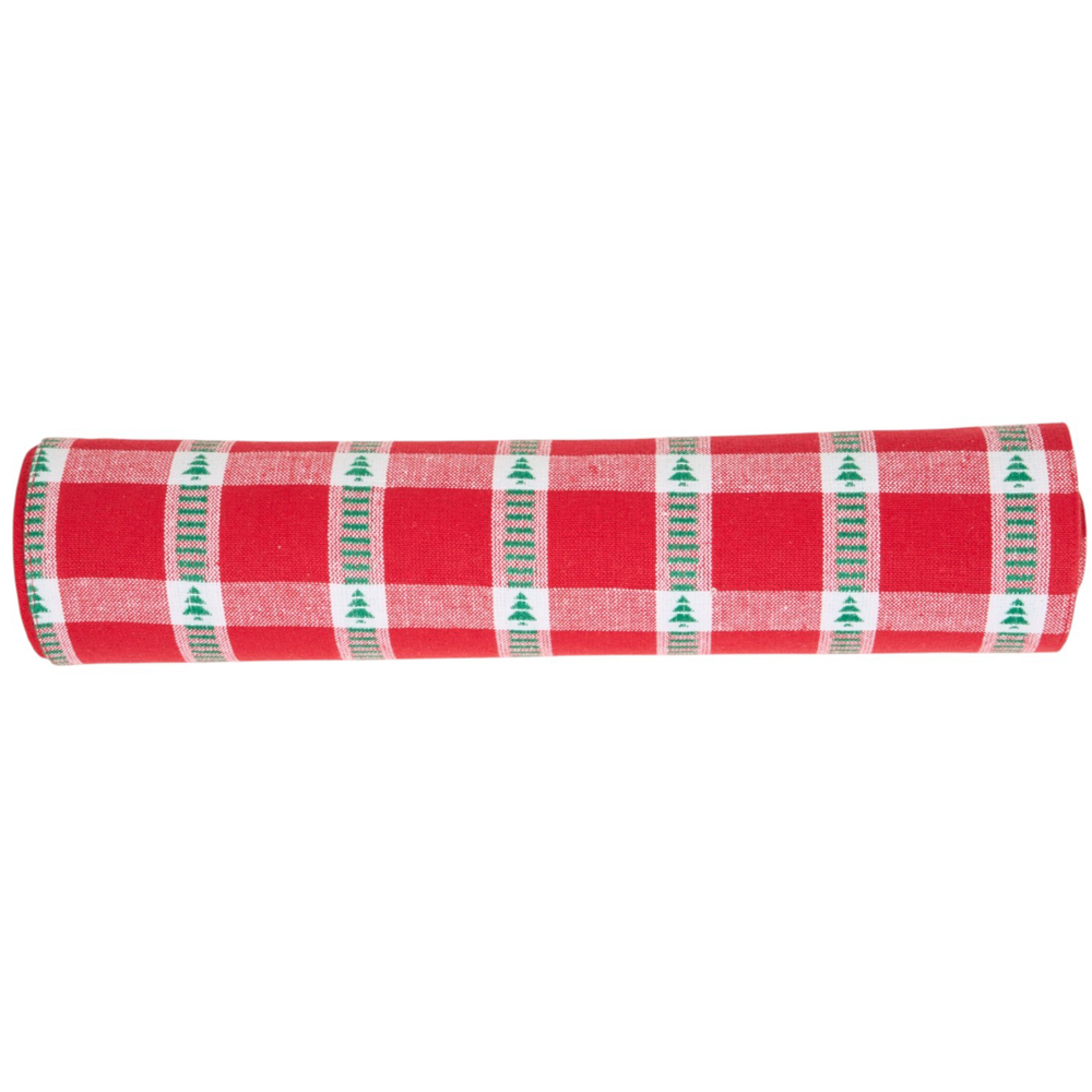 Checkered Tree Table Runner Red Image 2