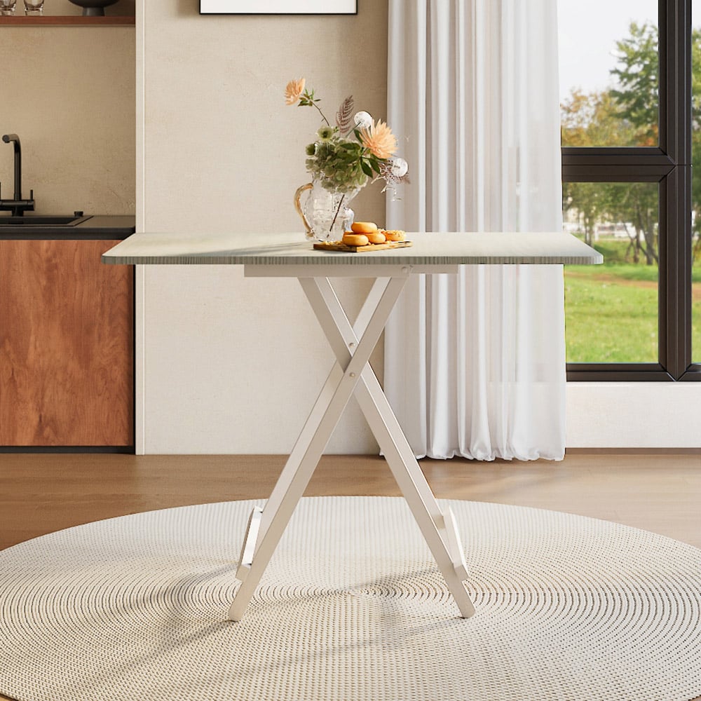 Living and Home 4 Seater Foldable Wooden Dining Table White Image 7