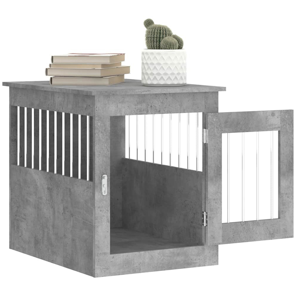 vidaXL Concrete Grey Processed Wood Dog Crate Furniture 55 x 75 x 65cm Image 4