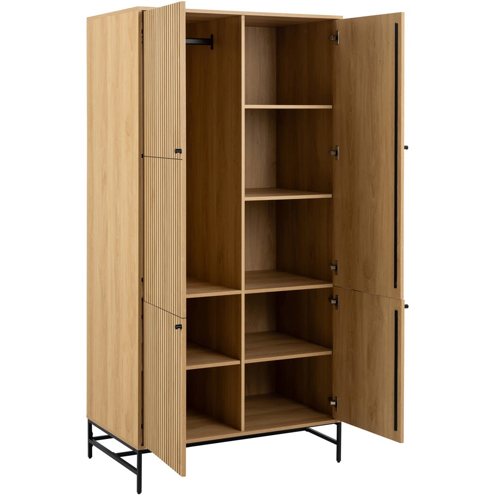 Florence Albany 4 Door Black and Oak Wardrobe Image 5