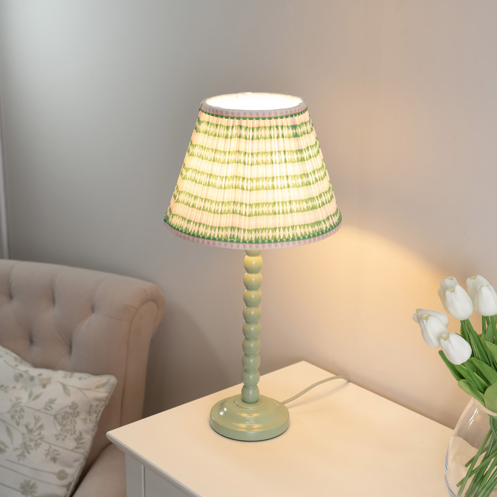 ValueLights Bobbins Pink Aztec Shade Sage Green LED Table Lamp Image 2