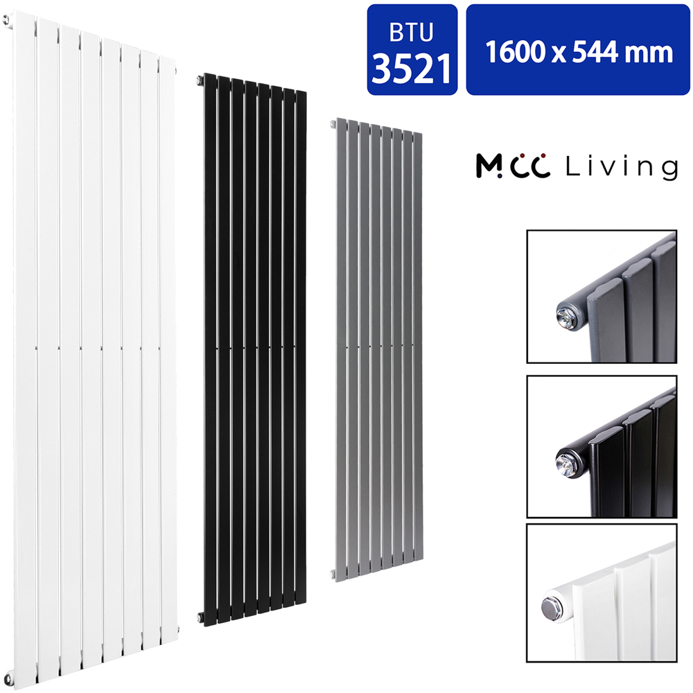 Anthracite 3521 BTU Single Flat Panel Vertical Column Radiator 1600 x 544mm Image 4