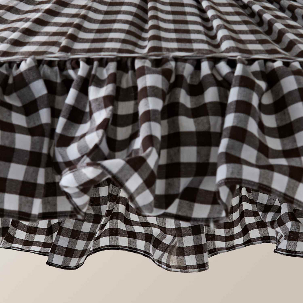 ValueLights Wren Brown Gingham Patterned Ruffle Skirt Trim Ceiling Shade Image 5