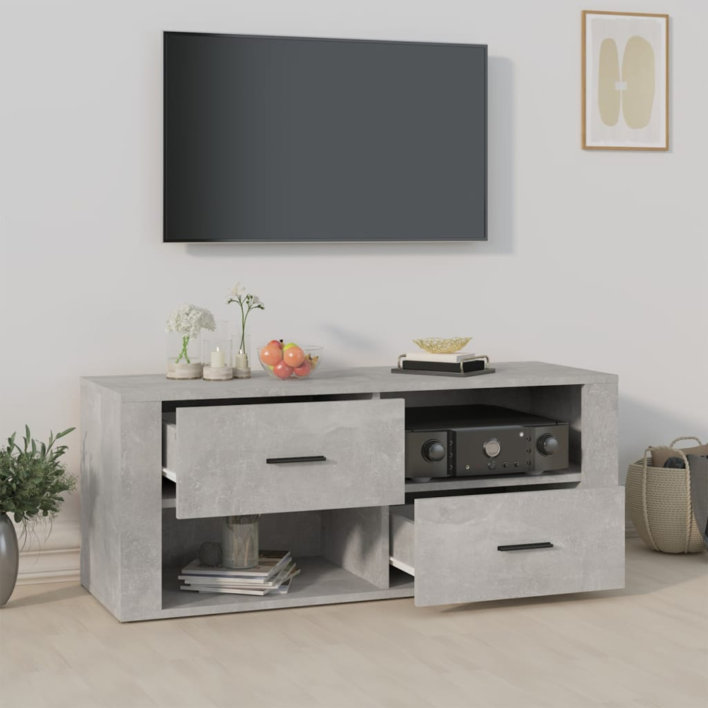 vidaXL 2 Drawer 2 Shelf Concrete Grey TV Cabinet Image 8