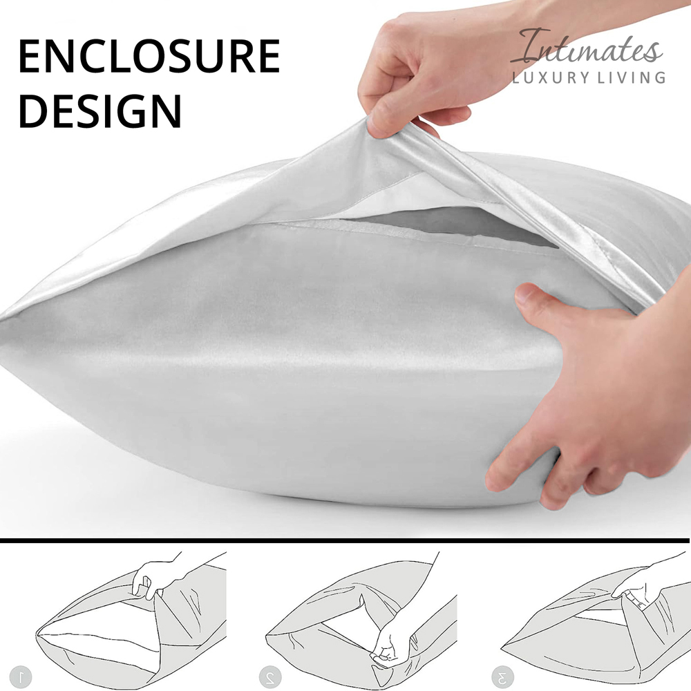 Intimates Super King Size White Satin Bedding Set Image 7