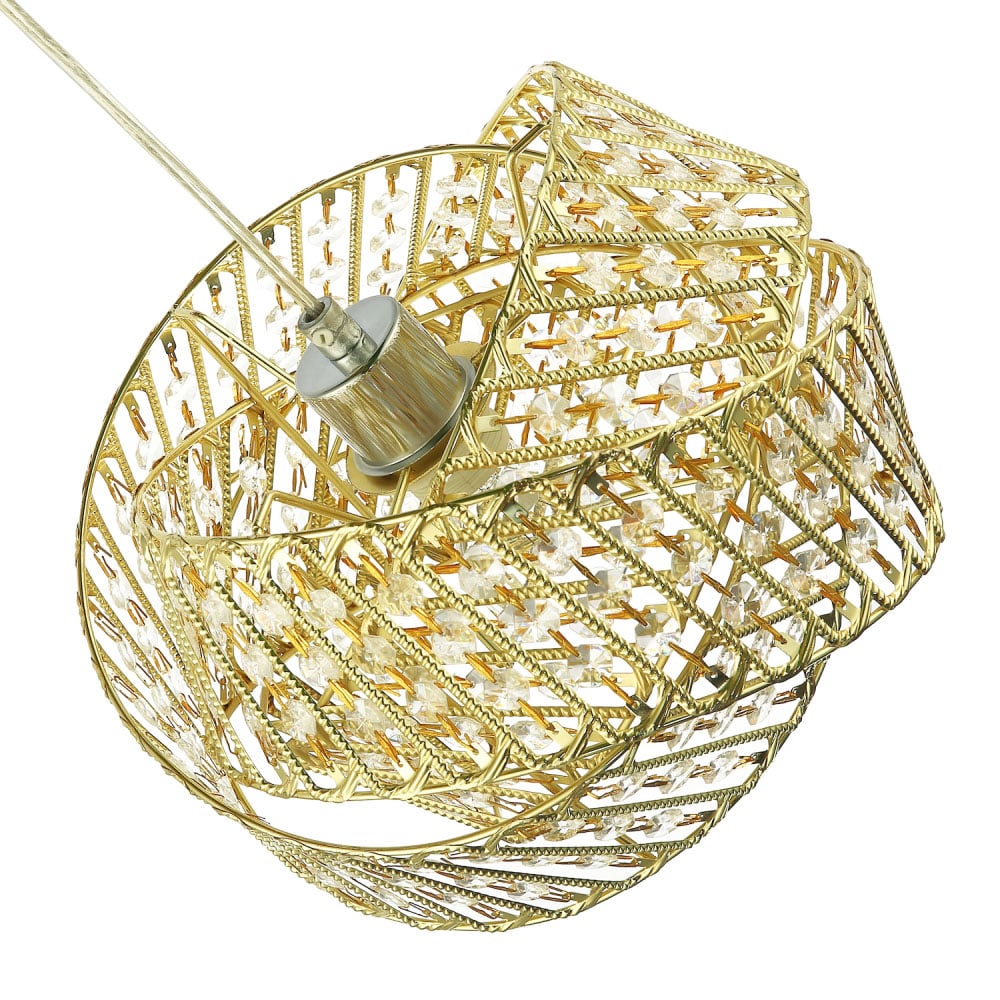 Happy Homewares 3 Ring Gold Pendant Light Shade with Acrylic Bead Image 5