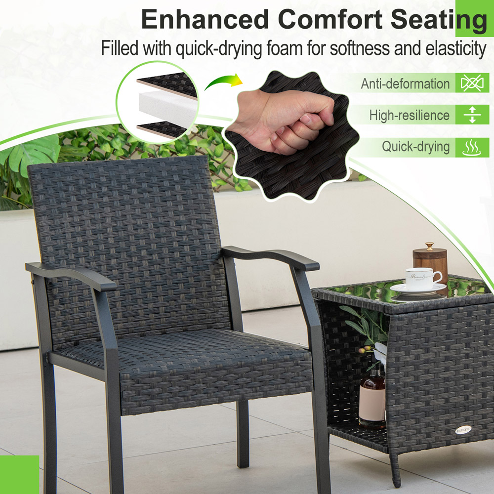 Costway 2 Seater Wicker Bistro Set Image 6