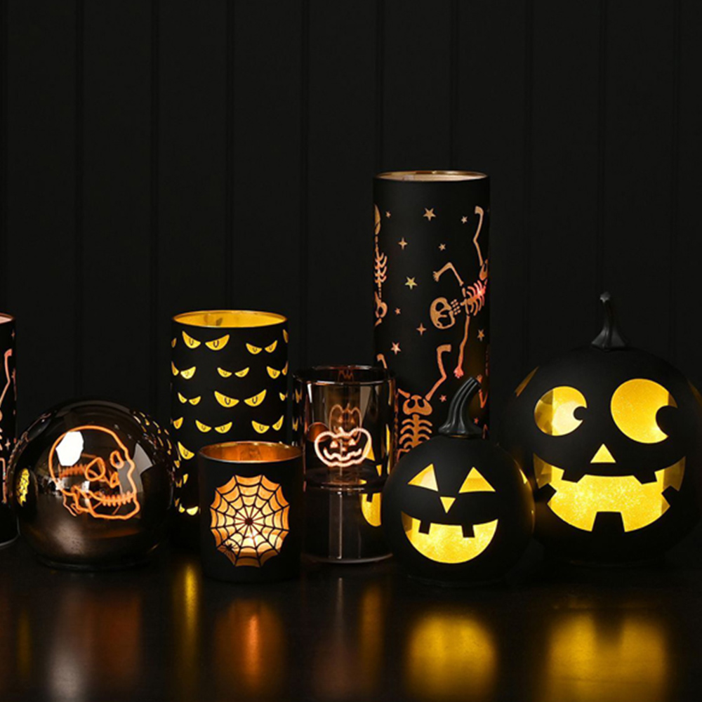 Hocus Pocus Grey LED Glass Pumpkin Light Tube Image 2