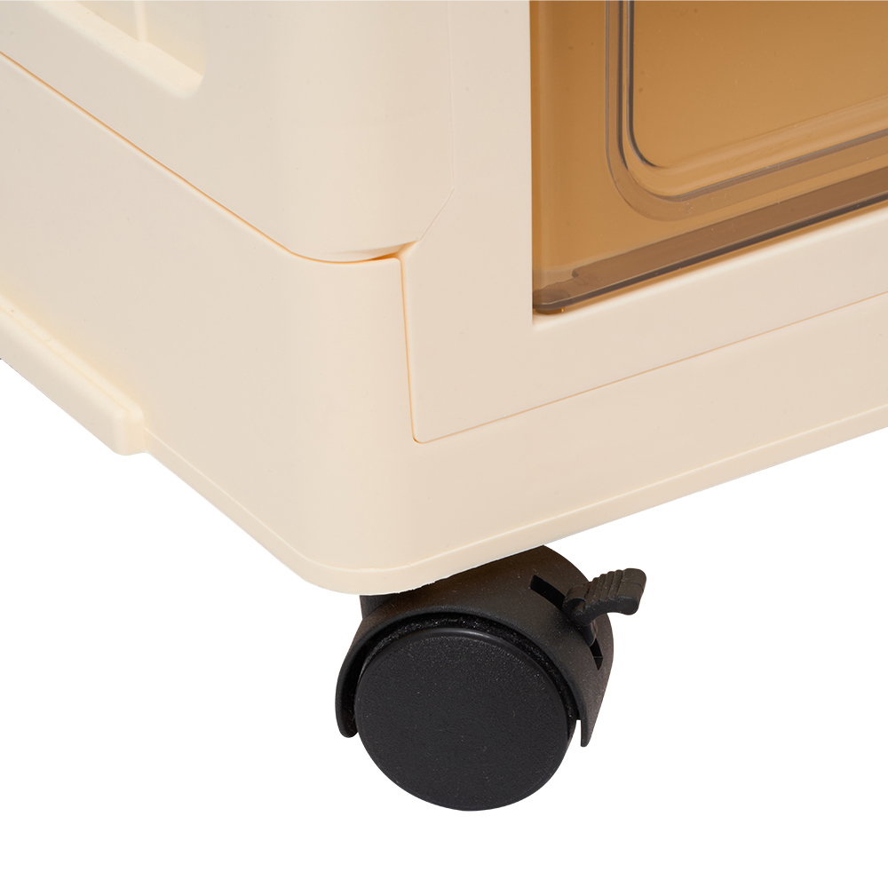 Living and Home 4 Tier Cream Clear Foldable Rolling Plastic Storage Cabinet Image 6