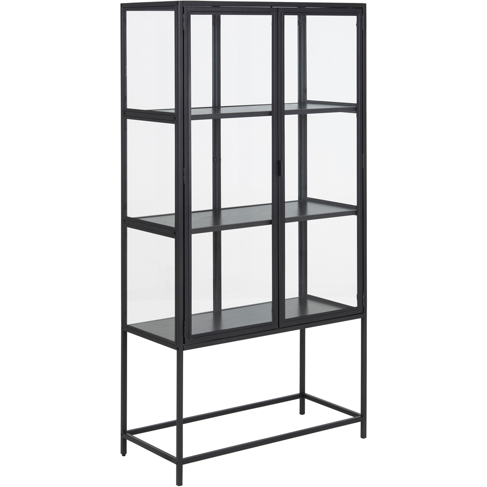 Florence Seaford 2 Door Black Glass Display Cabinet Image 2