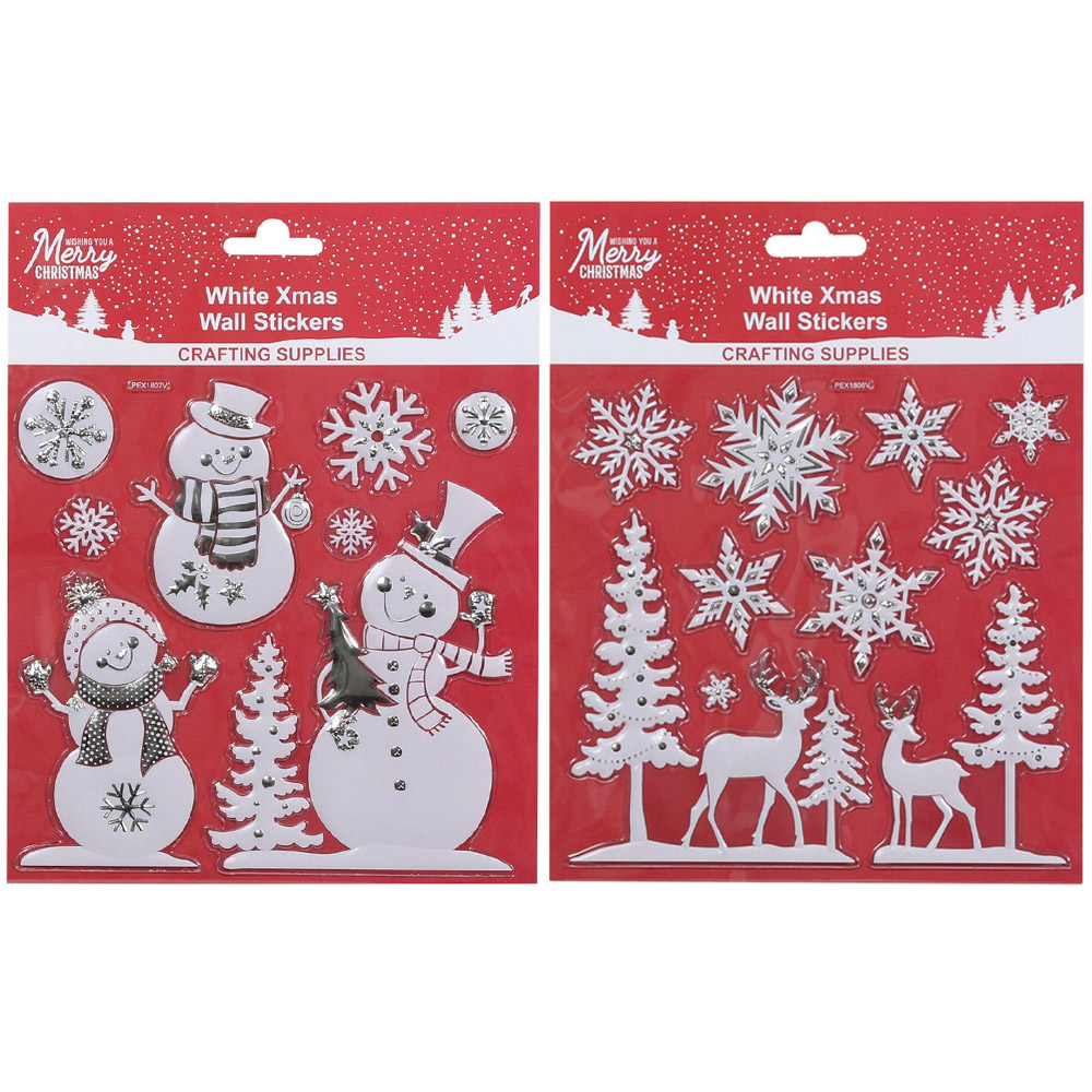 Single White Christmas Stickers in Assorted styles Image 1