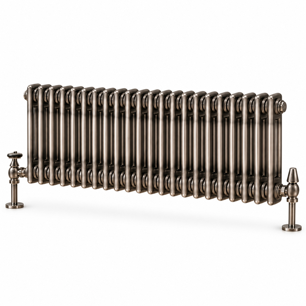 Go Bathrooms Clarence 1774 BTU 2 Column 22 Sections Raw Metal Radiator 300 x 1010mm Image 1