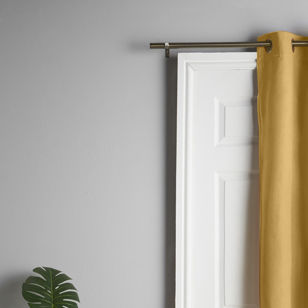 Alan Symonds Ochre Velvet Chenille Blackout Ring Top Eyelet Curtains 137 x 213cm Image 8