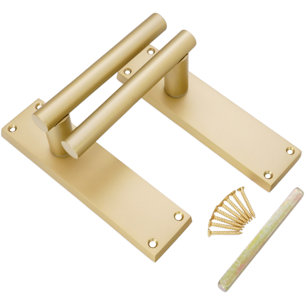 Spira Brass Jura Satin Brass Lever on Backplate Door Handle with Latch 2 Pack Image 4