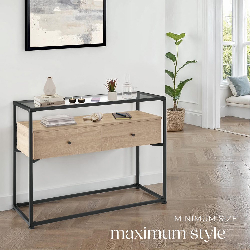 tectake 2 Drawer Light Industrial Wood Sideboard Image 7