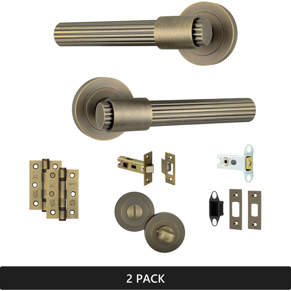 AXS Hardware Nevada Antique Brass Bathroom Door Handles on Rose 2 Pack Image 8