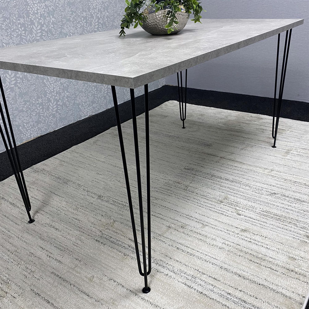 Kosy Koala 4 Seater Rectangular Dining Table with Hairpin Legs Light Stone Grey Image 6
