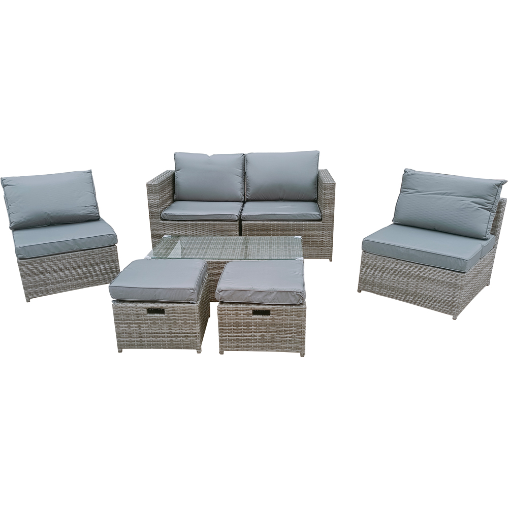 Furniture One 6 Seater Grey Rattan Garden Dining Set with Cushion Image 3