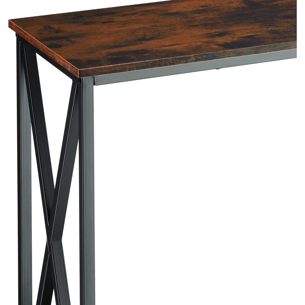 tectake Tacoma Single Shelf Dark Rustic Wooden Console Table Image 7