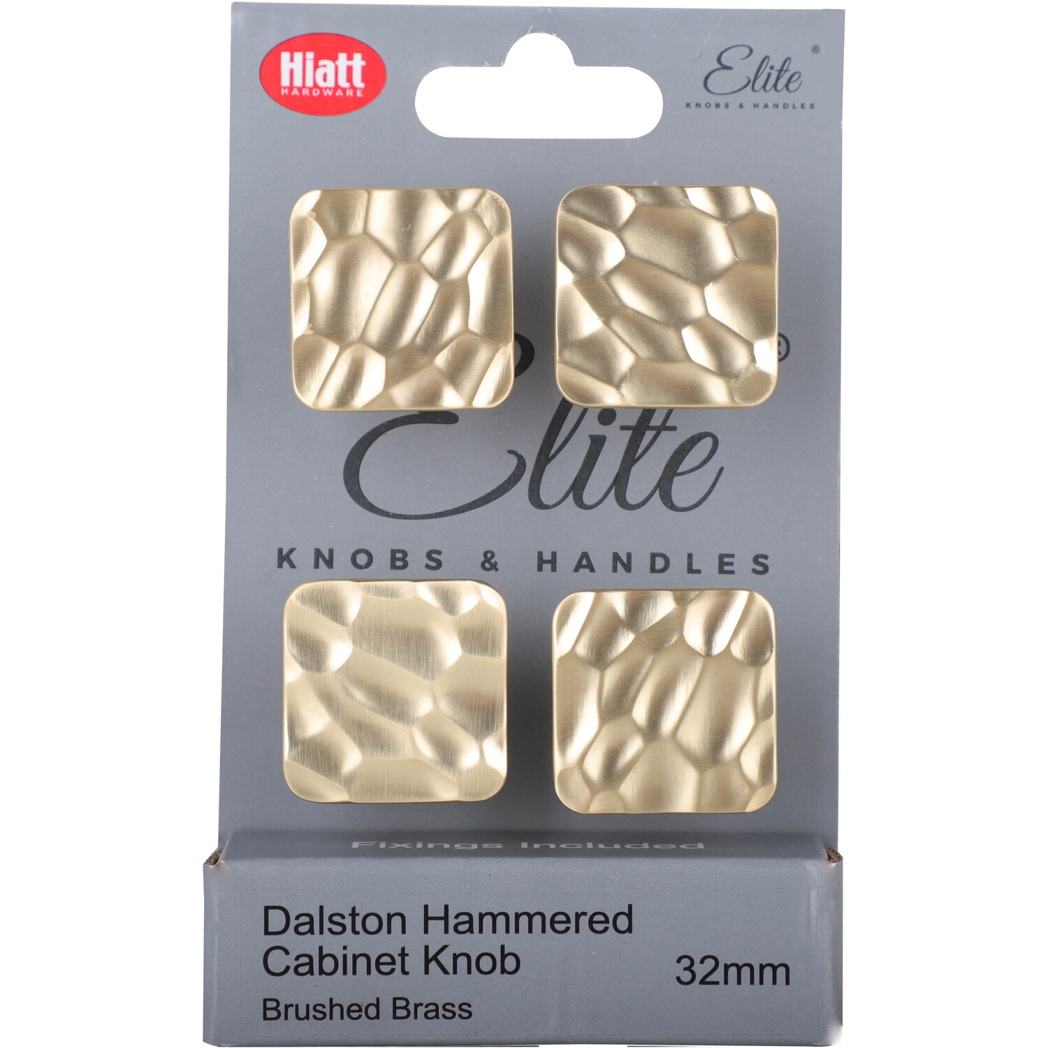 Pack of 4 Dalston Hammered Cabinet Knobs Brushed Brass Image 2