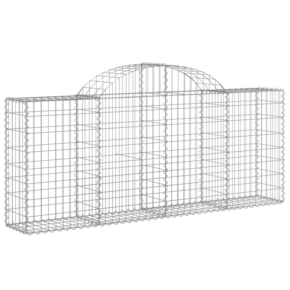 vidaXL Silver Galvanised Iron Arched Gabion Basket 200 x 30 x 80/100cm 40 Pack Image 1