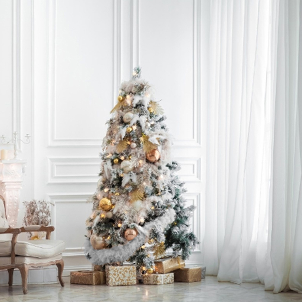 Living and Home White Feather Boa Christmas Garland 200cm Image 9