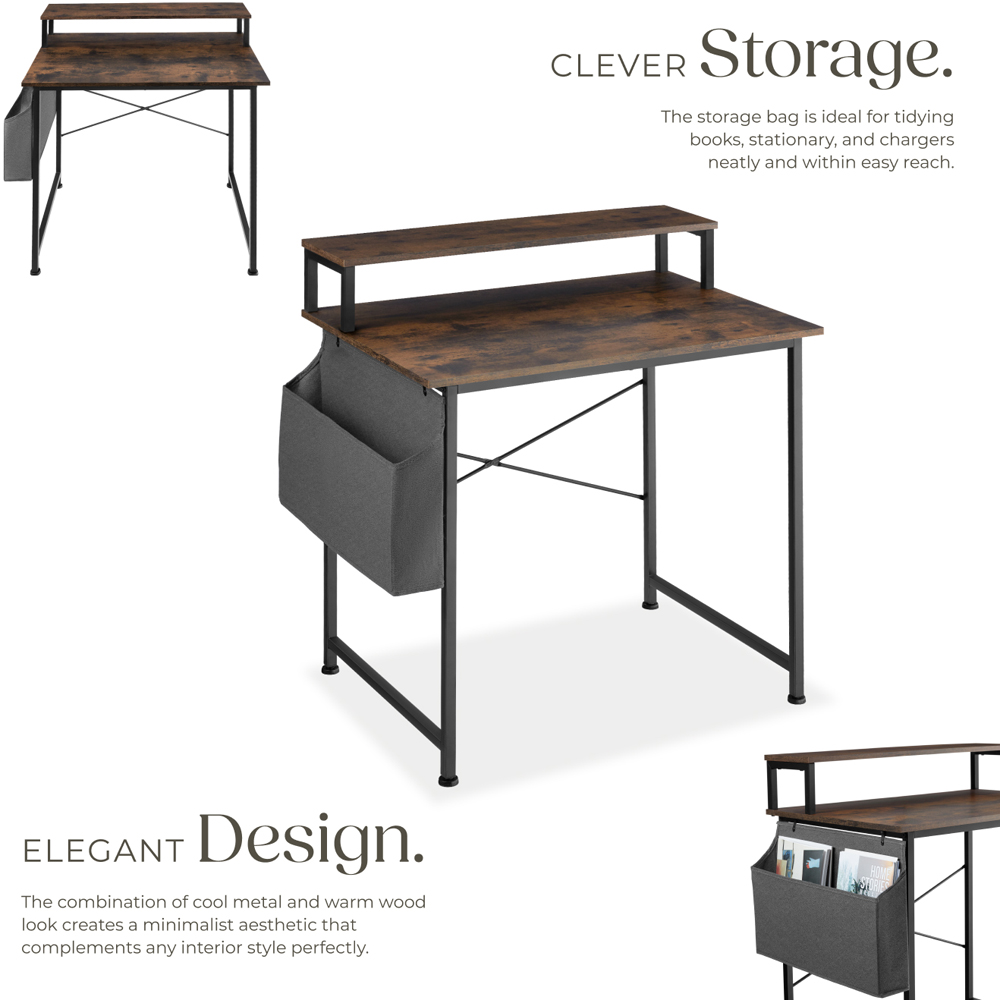 tectake Dark Wood Office Desk 80 x 55 x 90cm Image 3