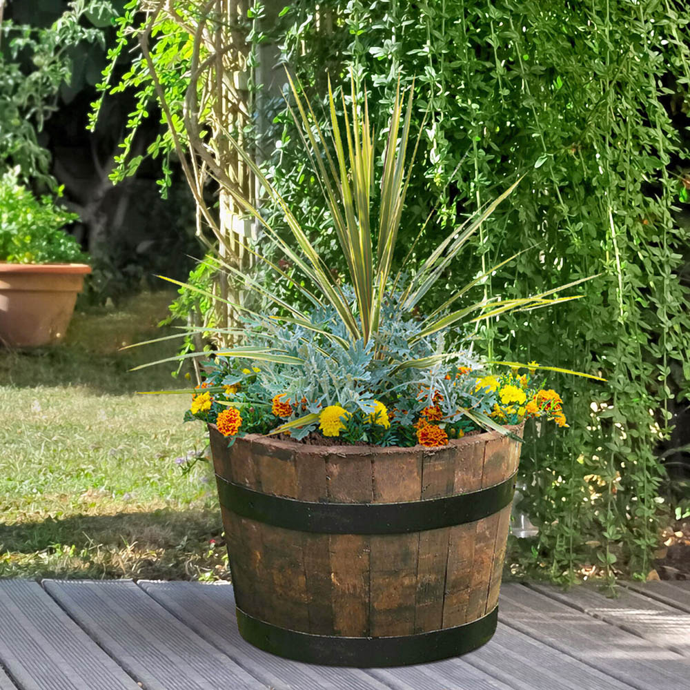 Lechuza Hortico Brown Half Barrel Wooden Planter 30cm Image 2