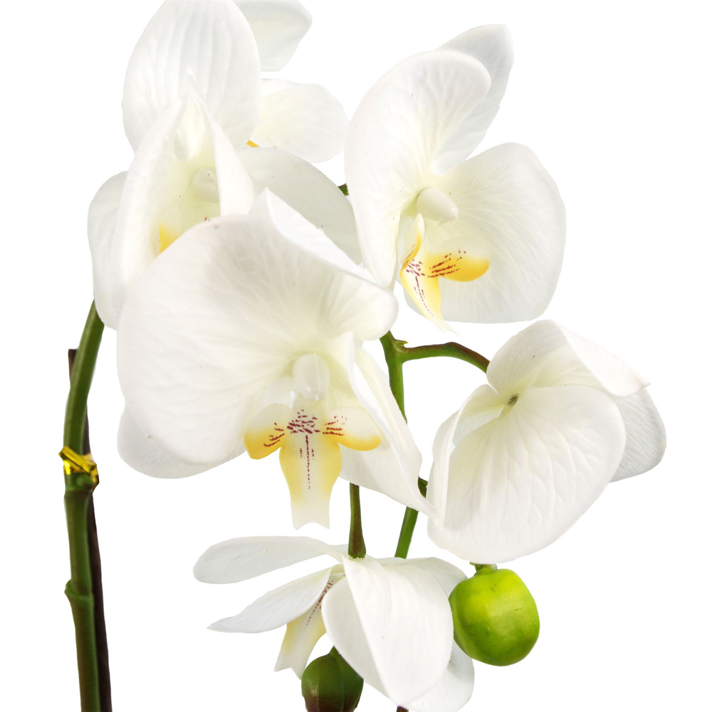 Leaf Dark White Orchid Artificial Plant with Gold Pot 46cm Image 3