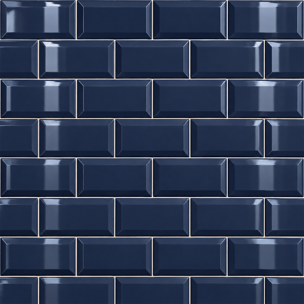 Go Bathrooms Metro Glossy Navy Blue Ceramic Wall Tile 100 x 200mm 50 Pack Image 4