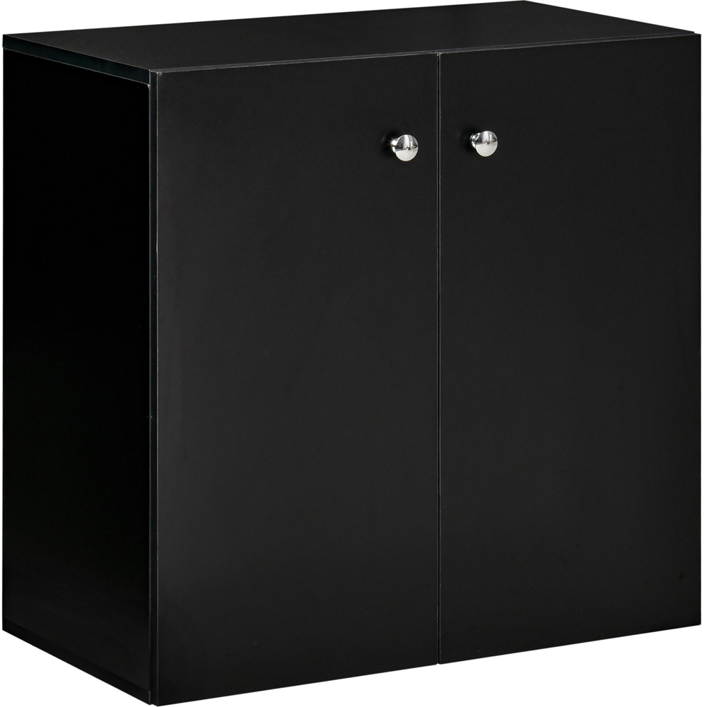 HOMCOM 2 Door Black Storage Cabinet Image 2
