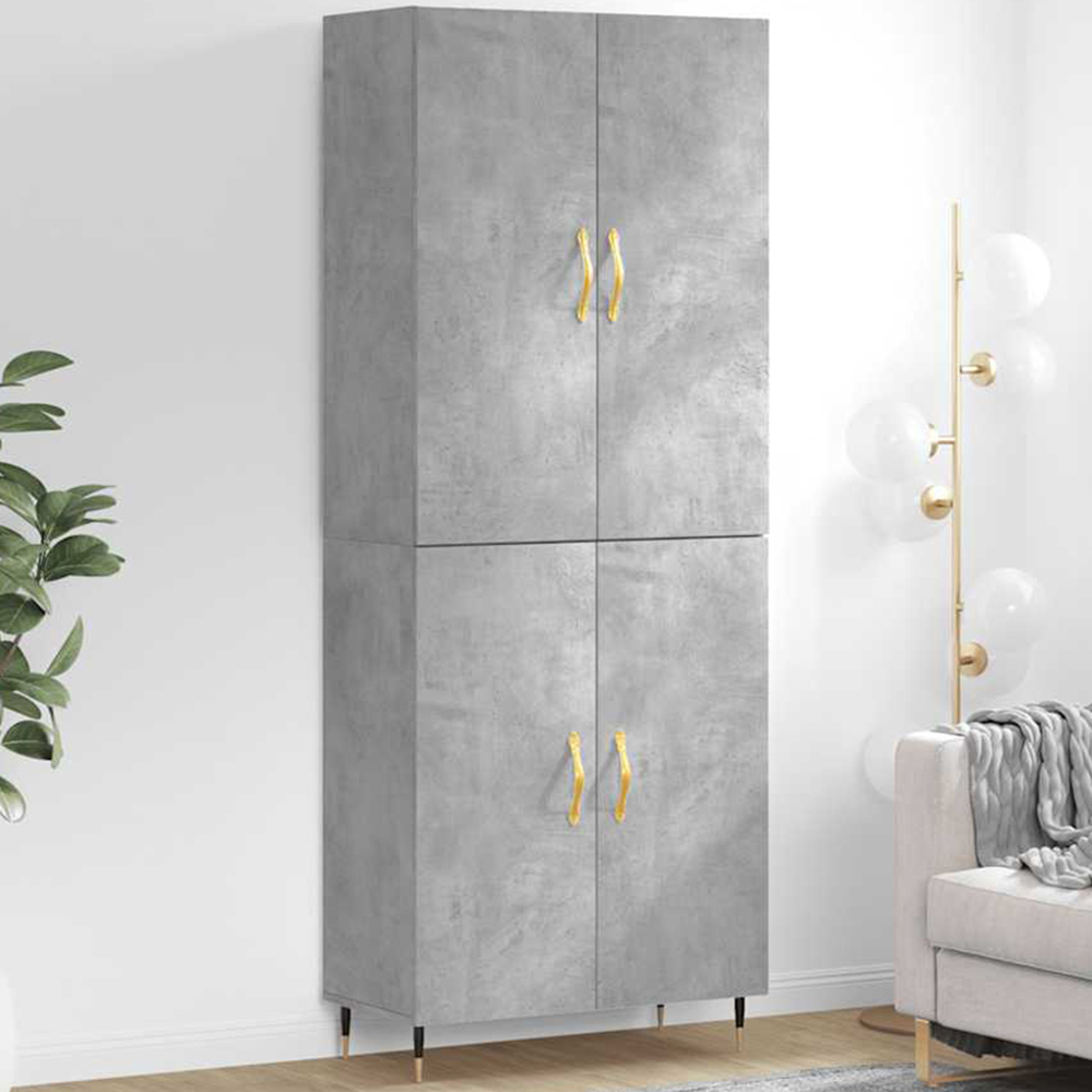 vidaXL 4 Door Concrete Grey Highboard Image 1