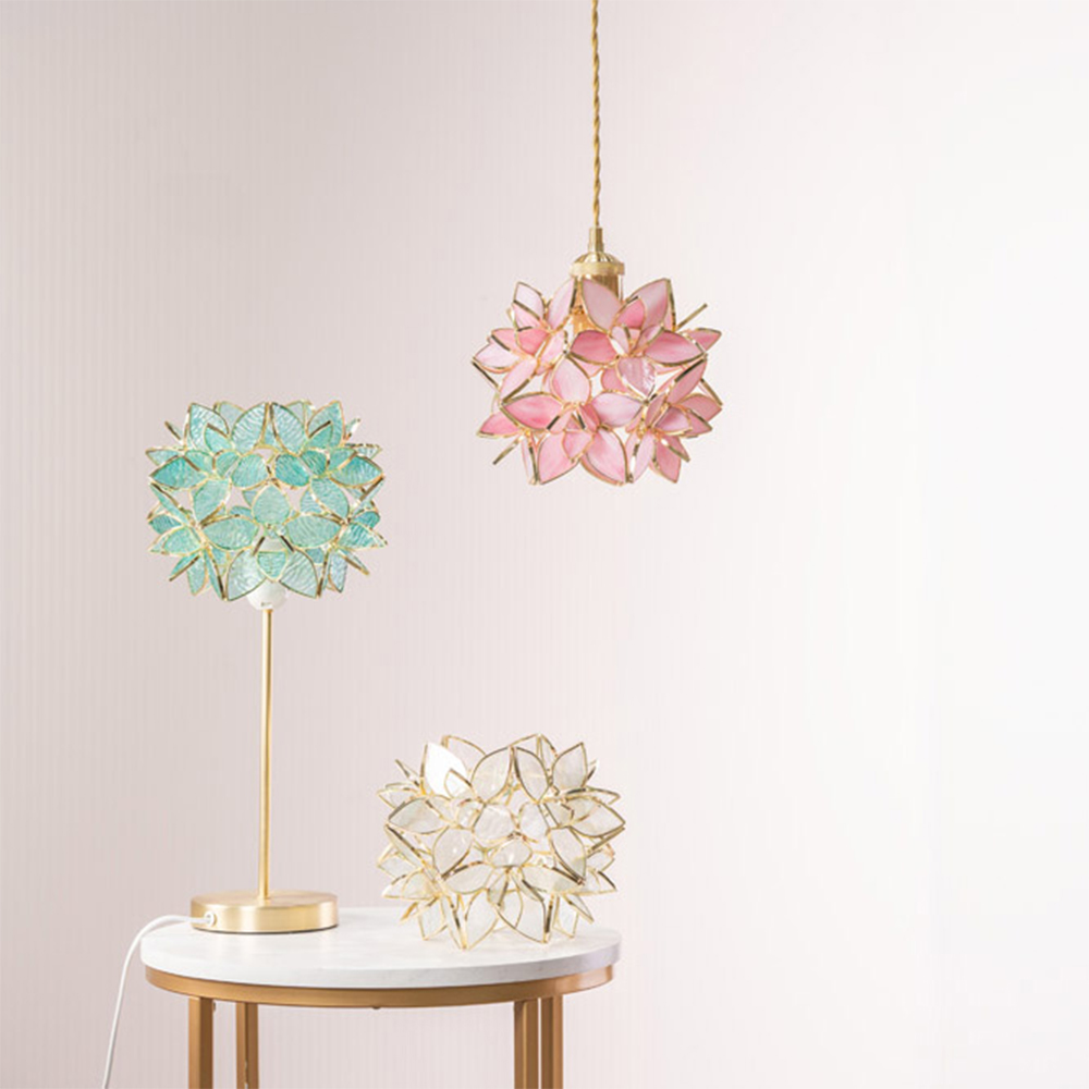 ValueLights Reine Pink Flower Glass Pendant Lamp Shade Image 2