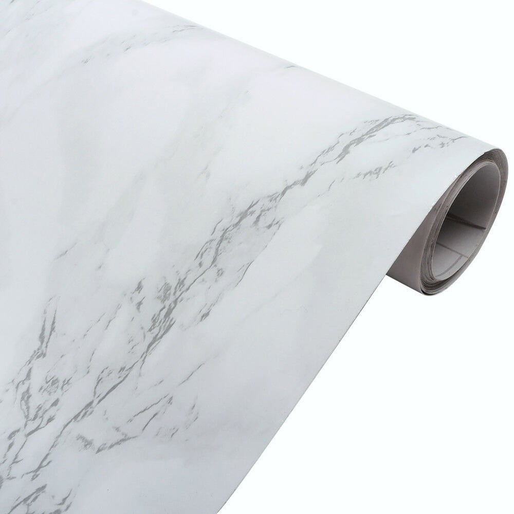 Living and Home Marble Effect White Rectangle Self Adhesive Wallpaper Image 5