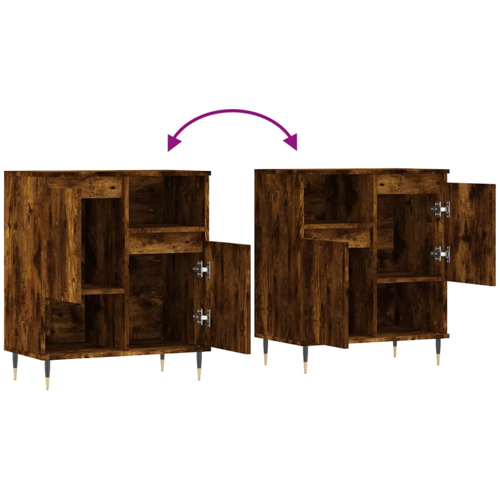 vidaXL 2 Door 2 Shelf Smoked Oak Sideboard Image 9